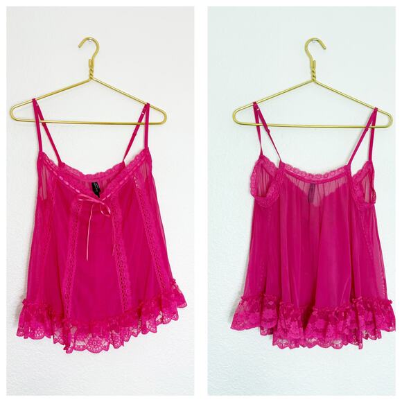 Y2K Victoria’s Secret Babydoll Top Size Small Hot Pink Fairy Euro 2000s Vintage - Picture 1 of 9